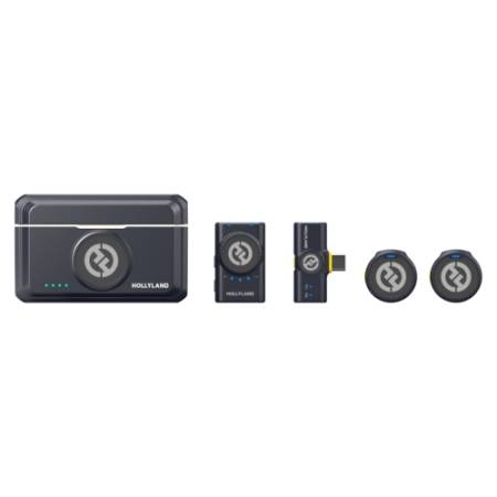 Hollyland LARK M2 Mini Combo - zestaw, bezprzewodowy system audio, 2x mikrofon (odbiorniki: USB-C i 3.5mm TRS, 24-bit, czarny)